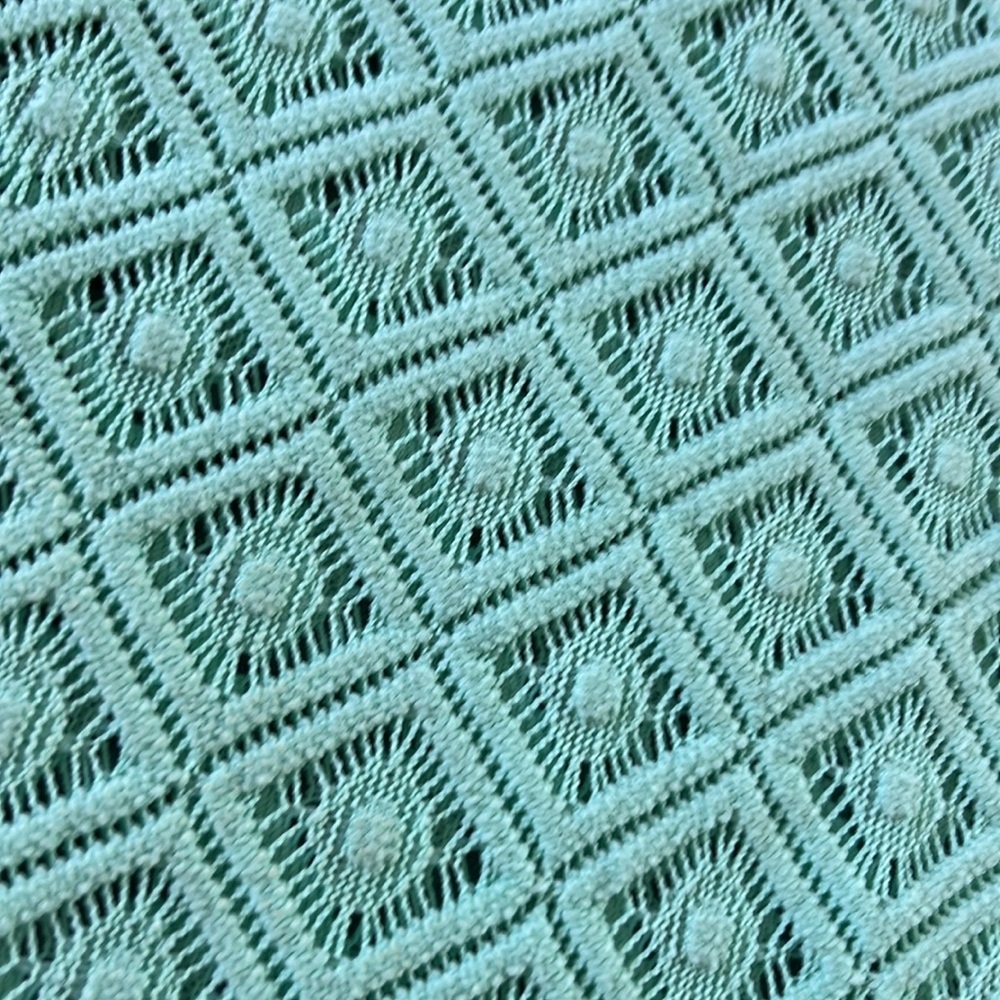 Fringed Crochet Swim Beach Cover Tunic Pastel Mint Green | XL - Picture 4 of 8